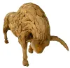 Product image 3 of the product “Standing Bull, with his massive head down. Artistic made made from single teak wood pieces. The head is carved wood. About 220cm length. ”